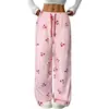 En Stock Otoño e Invierno Nuevos Amazon Aliexpress Transfronterizos Cordón Casual Moda Estampado Holgado Felpa Pantalones de Pijama Pierna Recta