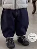 Chamarra de plumas estilo coreano para niños, conjunto de invierno, pants casuales para niños, playera básica estampada, conjunto de tres piezas, ropa para niños