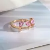 Anillo de Cristal Rosa de Alta Calidad Pájaro Anillo de Dedo Lindo Pedrería Lujo Ligero Joyería de Alta Calidad para Mujeres