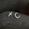 Textura arenada ~ Diseño asimétrico, Iniciales personalizadas, Ropa de trabajo sencilla, Versátil, Pendientes de estrella y luna de alta gama