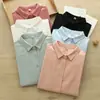 Camisa básica de manga larga para mujer, 100% algodón cepillado, diseño clásico con cuello, disponible en varios colores, una capa interior simple y versátil para el uso diario.