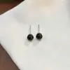 Pendientes de Plata Pura S999 con Perlas Negras de Moda 'Under the Banyan Tree' para Mujer, Accesorios para Orejas Coreanos de Gama Alta Nuevos Populares de Nicho
