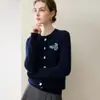 Cárdigan de cachemir para mujer % cachemir de cabra puro, nuevo suéter abrigo de punto cálido de cuello redondo de reemplazo para otoño e invierno de arándano