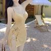 Coreia do Sul Novo Estilo Fresco Xadrez Doce Menina Um Corpo Pequeno Peito Push-Up Saia Lace-Up Seaside Férias Swimwear