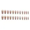 Uñas Portátiles Barrocas Francesas de Longitud Media con Diamantes Brillantes Lazo Grande Manicura Uñas Portátiles con Adorno de Perlas Uñas Portátiles