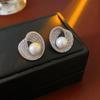 Brincos de Pérola Redonda de Zircônia de Agulha de Prata, Estilo Legal, Brincos Assimétricos, Elegantes, High-End, Brincos Simples para Mulheres