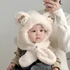 Gorro y Bufanda para Bebé Todo en Uno de Terciopelo de Invierno Espeso de Felpa para Niños y Niñas, Cortavientos y Lindo Protector de Orejas para Salir