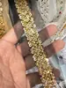 Cinta de malla de encaje bordada a máquina con cuentas de arroz y lentejuelas, hecha a mano, para ropa, accesorios para el cabello