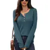 Camisa de Manga Larga con Cuello Redondo Estilo Europeo y Americano Holgada de Color Sólido Nueva de Comercio Exterior Otoño e Invierno 2026 Amazon Camiseta de Botones para Mujer Camiseta Transfronteriza
