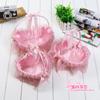 Venda Direta de Fábrica Cestas Tecidas Artesanais Moda Pastoral Cestas de Mão para Crianças Flores Decorativas em Tecido Chiffon