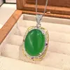 2025 Nuevo Set Huabi Jewelry Calcedonia Verde Simulada Retro Lujo Ligero Principal 15*20-10*12