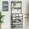 Sapateira simples de vários níveis com armário de armazenamento integrado para entrada de casa e dormitório, cabideiro multifuncional de chão e suporte para sapatos e chapéus