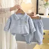 Conjunto de Ropa de Otoño para Niños 2026 Nuevo Elegante para Bebé Otoño Cuello Camisero Media Cremallera Manga Larga Dos Piezas Ropa Infantil