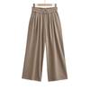 Otoño Ins Estilo Americano Gris Manga Larga Hombro Caído Top Corto Pantalones de Pierna Ancha Pantalones de Chándal Traje de Dos Piezas