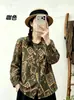 Outono de 2026 Novo Algodão Linho Retrô Artístico Nova Camisa Estampada Top Solto Cardigã Casual Roupas Femininas