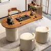 Mesa de Té de Madera Maciza Estilo Crema Moderna Simple Acrílico Hogar 2025 Nuevo Tronco Balcón Nueva Mesa de Té China