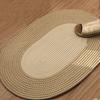 Alfombra de Piso de Hilo de Algodón Hui de Alta Calidad para Dormitorio, Resistente a la Suciedad, para Sala de Estar, Entrada, Hogar, Ovalada, Engrosada, Absorbente de Agua, Tejida a Mano, Estilo Japonés, Felpudo