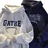 Moletom com Capuz Pesado Americano Masculino Outono e Inverno Veludo Engrossado Solto Oversize Casal Casual Jaqueta Esportiva
