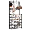 Zapatero multicapa simple con armario de almacenamiento integrado para entrada de casa y dormitorio, perchero de pie multifuncional y soporte para zapatos y sombreros