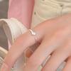Anillo de pata de gato lindo y dulce de plata S925 para mujer, Anillo abierto simple y girly de nicho japonés y coreano para estudiante