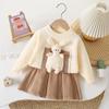 Conjunto de suéter para bebê menina 2024 outono/inverno novo estilo ocidental moderno casaco infantil gola bordado malha duas peças