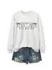 Amazon Ebay Estación Independiente Divertida Casual Versátil Sudadera de Manga Larga con Cuello Redondo y Dientes de Arco para Mujer Camiseta Base