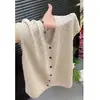 Cardigan Feminino Plus Size Solto Versátil Manga Curta Decote V Estilo Preguiçoso Novo Estilo Verão Cor Damasco Cor Camelo Cor Café