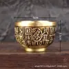 Latón Retro Viejo Pequeño Vaso Baifu Copa Dragón y Fénix Creativo Tarro de Mijo Copa de Vino Pequeña Decoración de Escritorio para Oficina en Casa