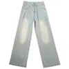 Jeans de Mezclilla Suave de Pierna Ancha para Mujer, Tendencia Versátil Primavera/Verano 2025 Nuevo Estilo, Pantalones de Tiro Alto Holgados de Pierna Recta de Largo Hasta el Piso para Cuerpo Tipo Pera