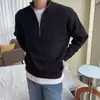 Suéter Cardigan de Otoño para Hombre con Media Cremallera, Top de Punto Versátil y Elegante con Cuello Alto, Chaqueta de Cuello Alto