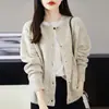 Cardigã de Lã Moderno Feminino Outono Inverno Novo Suéter Gola Redonda Engrossado Solto Estilo Preguiçoso Tricô Jaqueta Top Feminino