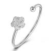 Versión coreana de pulsera de plata de flor de durazno de moda simple pulsera romántica de flor de cerezo pulsera de flor grande abierta pulsera pulsera al por mayor