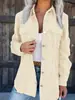 Cardigan de Veludo Cotelê de Cor Sólida com Gola Lapela, Casaco Casual Elegante Solto para Mulheres - Lançamento Outono/Inverno da Amazon Europeia e Americana