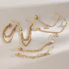 Brincos Elegantes para Mulheres, Aço Inoxidável Dourado 18K Zircônia, Não Desbota, Brincos de Franja Destacáveis Frontal e Traseiro, Atacado Transfronteiriço