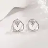Pendientes de Moebius Pequeños y Exquisitos con Diamantes Brillantes, Pendientes de Nicho de Lujo Ligero, Joyería para Orejas Femenina de Gama Alta, Elegantes, Sencillos, Versátiles y de Moda
