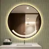 Hotel Inteligente para Férias Espelho Redondo Iluminado Inteligente com Moldura Banheiro Espelho de Maquiagem Anti-Embaçante Espelho de Maquiagem LED Montado na Parede