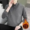 Suéter para Hombre Falso de Dos Piezas Otoño e Invierno Nuevo Estilo Coreano Punto con Cuello Camisa Forrado de Polar Otoño e Invierno Forrado de Polar y Engrosado