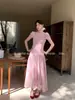 Oferta Especial Sin Devoluciones/CambiosXiu Xi Xi Vestido de Verano Estampado de Cintura Alta con Cuello en V Adelgazante Tacto de Alta Gama Falda Larga 88550