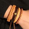 Pulseira de couro multi-camadas tecida à mão com contas tecidas, pulseira de corda Batman vintage, joias de moda, conjunto para homens