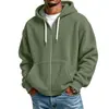 Chamarra con capucha de forro polar de color liso con cremallera completa para hombre, estilo europeo y americano transfronterizo, sudadera de moda casual versátil para hombre