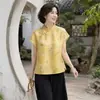Ropa de verano para madres de mediana edad, nuevos tops de manga corta estilo chino, nuevo modelo 2026, camisetas de verano para mujeres de mediana edad y mayores