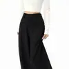 Pantalones de traje negros de cintura alta para mujer, Nuevo estilo Otoño 2026, Pantalones de pierna ancha fluidos de alta gama, Pantalones largos casuales adelgazantes