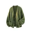Suéter cárdigan vintage verde exclusivo transfronterizo para hombre, otoño e invierno, estilo casual y relajado, suave y cómodo, prenda exterior de punto simple y minimalista