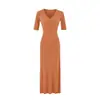 Elegante e sedutor vestido longo de manga média, nova moda feminina verão 2026, acinturado, emagrecedor, vestido longo evasê abotoado