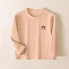 Nueva camiseta básica suave de algodón para niños de otoño e invierno, tops de color liso para niños, ropa de otoño para niñas, ropa para el hogar, cuello redondo, Clase A