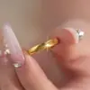 Anillo Láser Flash Ojo de Gato Dorado Antiguo Igual que en la Tienda de Oro para Mujer 999 Alta Retención de Color Anillo Liso Corrugado Moda