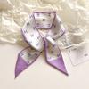 Bufanda Larga de Seda Morada Estilo K, Versátil y a la Moda Bufanda Decorativa de Doble Cara, Cinta y Lazo para el Cabello de Alta Gama