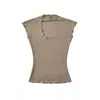 Camiseta Básica Feminina Pure Desire com Gola U, Manga Curta Ajustada, Estilo Verão Garota Apimentada, Manga Levemente Babada, Top Slim Fit Sexy e Único, Venda por Atacado