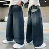Roupas infantis para meninos, calças de outono, novo estilo primavera e outono 2026, jeans reto para crianças mais velhas, calças compridas de outono para meninos