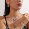 Conjunto de tres piezas de collar, pendientes y pulsera con diamantes de imitación, color verde, azul y rojo, a la moda europea y americana, con explosiones de Amazon y diamantes a todo color.